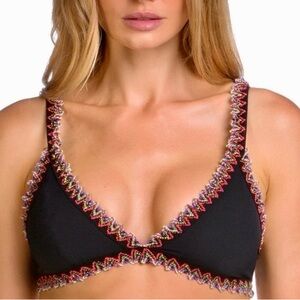 Small • Becca • Mardi Gras Embroidered • Triangle • Bikini Top (with pads)